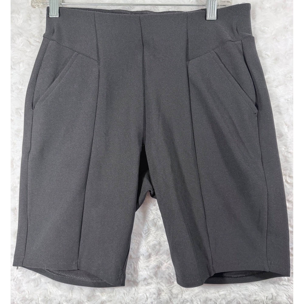 Maze Collection Women Size M Black High Waisted Stretch Bermuda Shorts Pull On